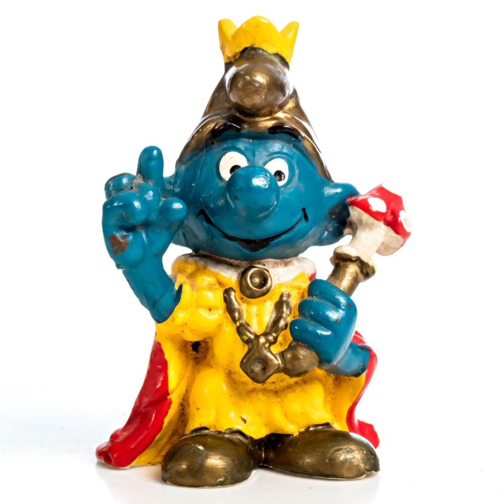 Vintage 1978 Smurfs Emperor Smurf King Crown Royal Schleich Peyo Rare Figure